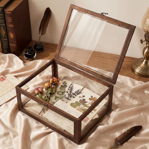 Vicenpal Deep Shadow Box Frame 14" x 11", Depth 6" Shadow Boxes Display Case Rustic Burnt Wood Clear Acrylic Panels Memory Box for Flowers Picture Graduation Cap Wedding Medals