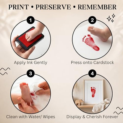 ReignDrop Baby Ink Pad for Hand and Footprints, Non-Toxic Acid-Free Keepsake Kit, Smudge-Proof Archival Ink Wipes Off Skin, for Scrapbook, Photo Album, Frames & Pet Paws, Baby Gift (Red) - color: Red