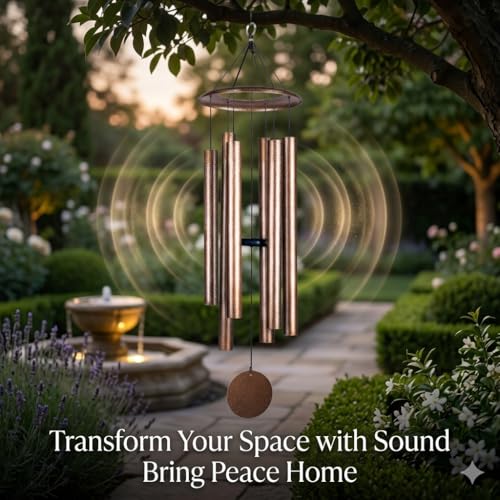 HOHIYA 44" Large Outdoor Wind Chimes Deep Tone Aluminum Black - size: 44inch Copper Vein