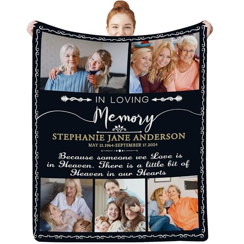 Custom Memorial Blanket with Photos for Loss of Loved One, in Loving Memory Gifts Personalized Sympathy Blanket for Loss of Mom Dad Husband Wife Grandma Grandpa Friends, Sympathy Bereavement Gifts - color: Memorial Blanket-6