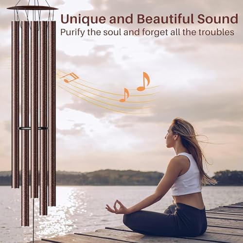 68” Large Wind Chimes for Outside Deep Tone, Bronze WindChimes for Women Mom Grandma, Memorial Sympathy Wind Chime for Loss of Loved One - size: Bronze-68 Inch-5 Tubes