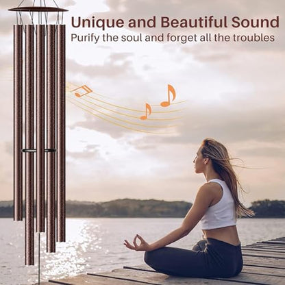 68” Large Wind Chimes for Outside Deep Tone, Bronze WindChimes for Women Mom Grandma, Memorial Sympathy Wind Chime for Loss of Loved One - size: Bronze-68 Inch-5 Tubes