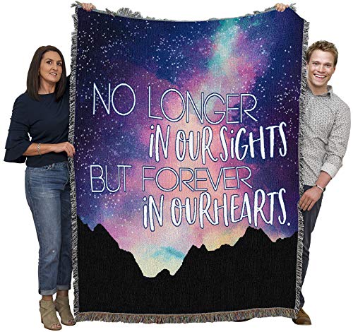 Pure Country Weavers No Longet in Our Sights But Forever in Our Hearts Blanket Mountains - Sympathy Bereavement Gift Tapestry Throw Woven from Cotton - Made in the USA (72x54) - color: Our Sights Mountains, size: 72" x 54"