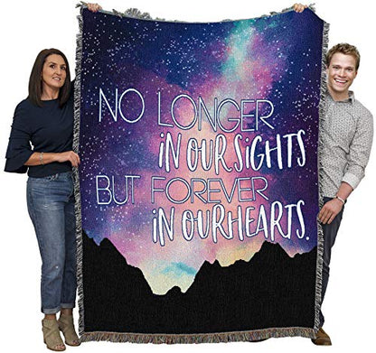 Pure Country Weavers No Longet in Our Sights But Forever in Our Hearts Blanket Mountains - Sympathy Bereavement Gift Tapestry Throw Woven from Cotton - Made in the USA (72x54) - color: Our Sights Mountains, size: 72" x 54"