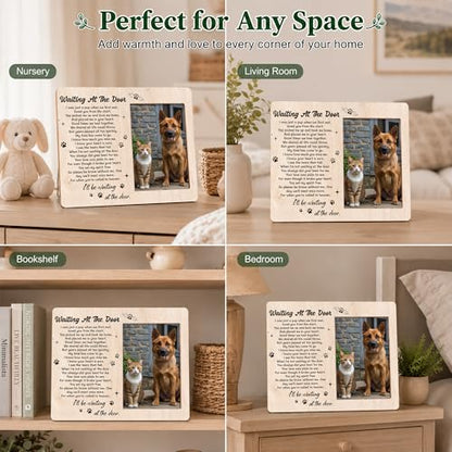 Pet Memorial Photo Frame - Waiting At The Door Dog Wooden Tabletop Picture Frame - Sympathy Memorial Gifts For Loss Of Dog Cat Owner - In Loving Memory Frame Favors -10