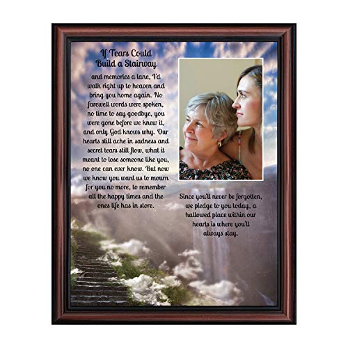 Crossroads Home Décor Memorial Picture Frame, In Memory of Loved One, Memorial Presents, If Tears Could Build a Stairway Framed Picture, 5032W - color: Walnut