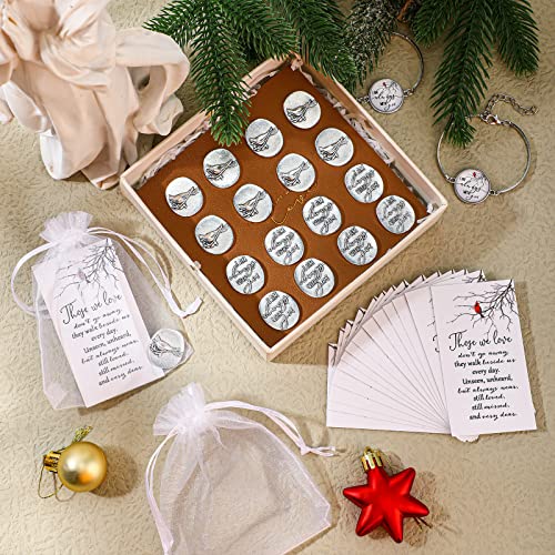 Fumete 50 Set Cardinal Memorial Coins Angel Sign Gifts Set Celebration of Life Decoration Include Cardinal Funeral Pocket Token Memorial Sign Poem Cards White Organza Bags for Funeral Memory Presents