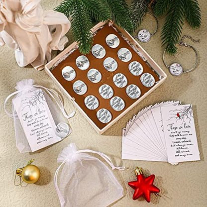 Fumete 50 Set Cardinal Memorial Coins Angel Sign Gifts Set Celebration of Life Decoration Include Cardinal Funeral Pocket Token Memorial Sign Poem Cards White Organza Bags for Funeral Memory Presents
