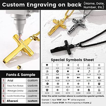 GOLDCHIC JEWELRY Urn Necklaces for Ashes, Stainless Steel Pet/Cross/Birthstone/Tree of Life Personalized Keepsake Memorial Jewelry for Women - color: Cross - 18k Gold Plated, style: Personalized Engraving