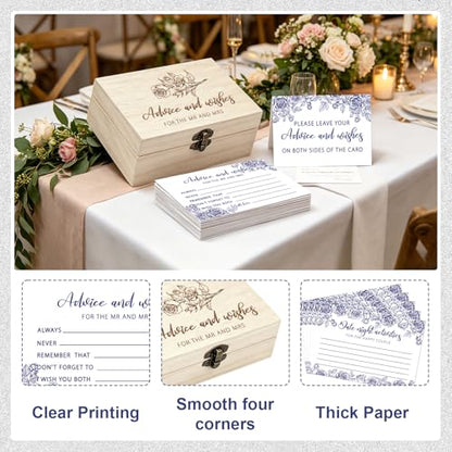 Advice And Wishes For The Mr And Mrs, 50 Pcs Wedding Advice Cards - color: Blue Flower