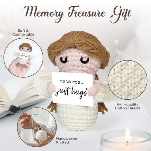 Sympathy Gifts for Loss of Loved One - No Words Just Hugs - Handmade Crochet Angel Doll, Bereavement Condolences Memorial Gift, Get Well Soon, Miscarriage, Comfort Gifts for Women - style: No Words Just Hug