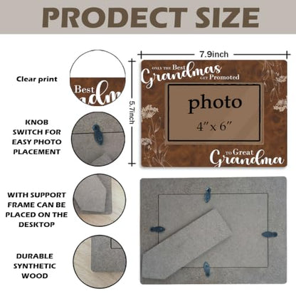 Only the Best Grandmas Get Promoted to Great Grandma Picture Frame, Great Grandmother Mothers Day Gift, Farmhouse Wooden Photo Frame Fitting a 4 x 6 Inch Photo - color: Great Grandmother