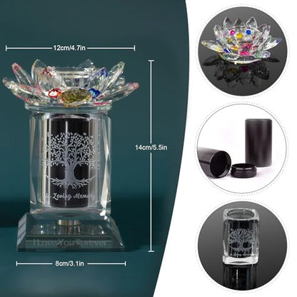 Small Urns for Human,Cremation Keepsake Photo Urn Unique Rotatable Crystal Mini Urns for Ashes Keepsake Decorative Engraving Tree of Life Pattern Urn Remember Your Love One Lost
