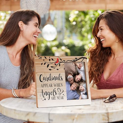 Memorial Pictures Frame, Cardinals Appear When Angels Are Near Photo Frame, Sympathy Gifts For Loss Of Loved One, Farmhouse Home Living Room Bedroom Decoration -b107
