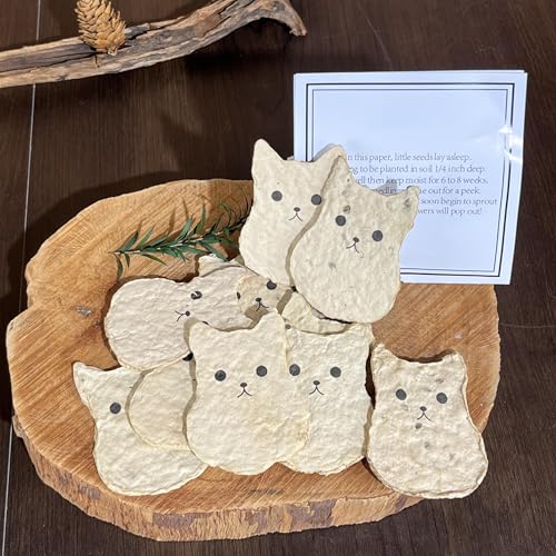 10pcs Cat Memorial Gifts for Loss of Cat Plantable Paper Forget-me-not Seed | Eco-Friendly Sympathy Cards for Cat Lovers, Pet Loss Gifts with Cat Theme, Cat Birthday Gift for Gardening Enthusiasts