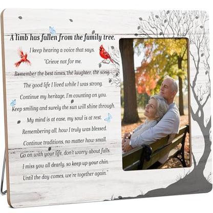 Sympathy Gifts for Loss of loved one, Memorial Picture Frame Gifts, A Limb Has Fallen from the Family Tree Wood Picture Frame, 4x6 Inch Photo