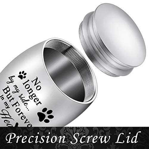 XIUDA 1.57 inches Mini Pet Memorial Small Urns for Dog and Cat Ashes, Stainless Steel Cremation Urn, Pet Paw Print Keepsake Urn for Ashes - color: S Silver-engraving