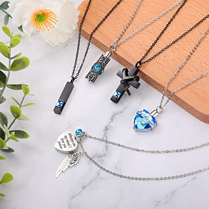 Jexine 10 Pcs Urn Necklace Cremation Jewelry for Men - color: Lake Blue