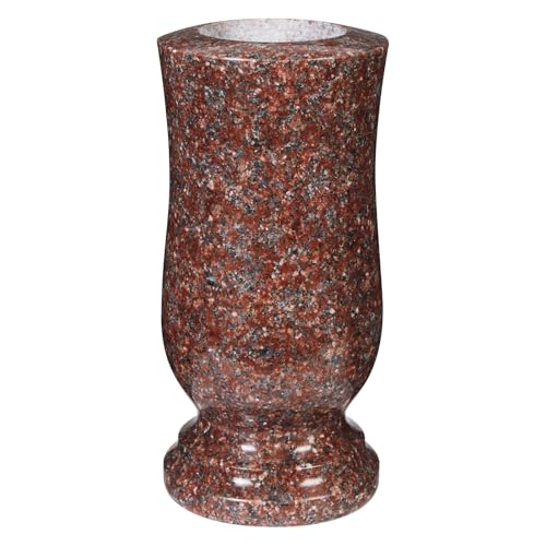 Granite Memorial Cemetery Vase, 10" Height | Grave Decoration, Headstone Flower Holder, Drain Hole