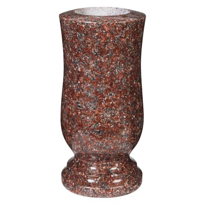 Granite Memorial Cemetery Vase, 10" Height | Grave Decoration, Headstone Flower Holder, Drain Hole