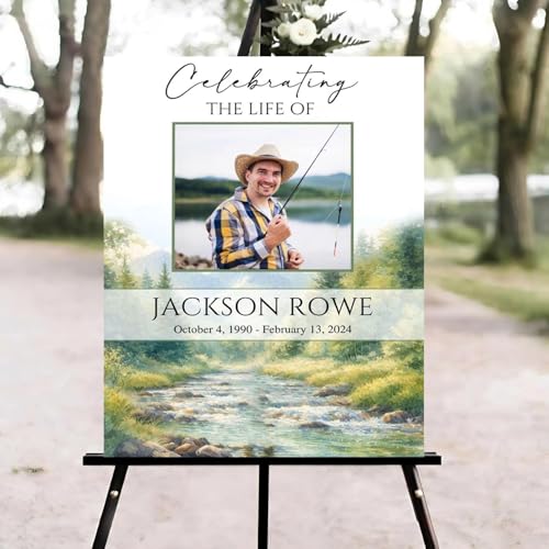 Fisherman Funeral Welcome Sign, Celebration of Life Welcome Sign, in Loving Memory Sign, Celebration of Life Funeral Sign, Celebration of Life Sign, Memorial Sign with Photo#ghg12 - color: Version #16