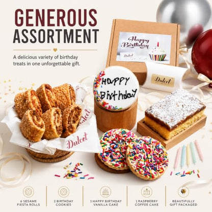 Birthday Gift Baskets, Gourmet Birthday Food Gifts, Birthday Gift Basket for Women, Girls, Boys, Kids, Men, & Parents by Dulcet Gift Baskets - color: Birthday