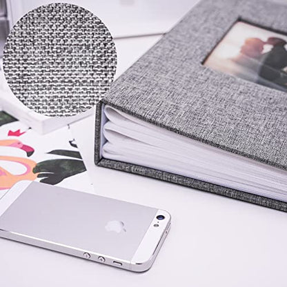 Vienrose 4x6 Photo Album,420 Pockets,Linen Cover with Window,Grey | Linen Hardcover, Slip In Photo Book, Family Memory Album, Travel Keepsake - color: Grey, size: 420 Pocket