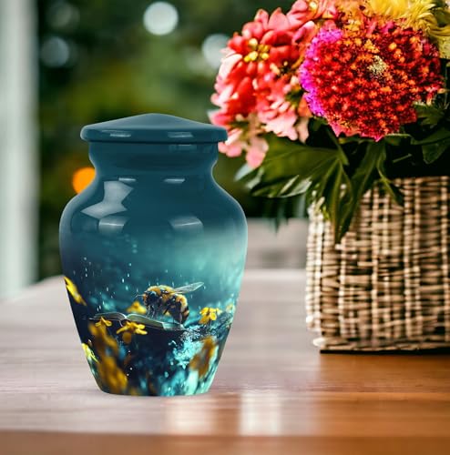 Bee Funeral Urns for Human Ashes Adult Female - Cremation for Men Ashes - Small Keepsake Urn for Women - Mini Human Urns - Burial Adult Urn for Male - 3 Inch - Pack of 1