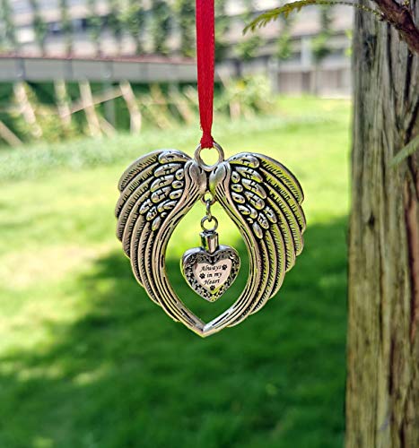 Memorial Gifts, Remembrance Sympathy Gifts for Loss of Loved One Silver Angel Wings Christmas Ornament, Your Wings were Ready But My Heart was Not Decoration
