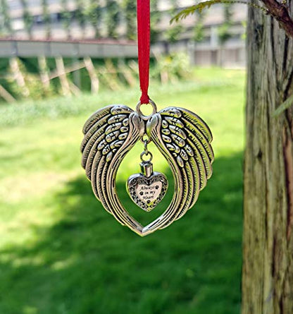 Memorial Gifts, Remembrance Sympathy Gifts for Loss of Loved One Silver Angel Wings Christmas Ornament, Your Wings were Ready But My Heart was Not Decoration