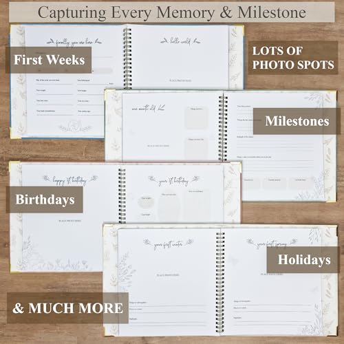 Baby Book Keepsake Boy or Girl Timeless Baby Memory Book First 5 Years for Baby Shower Gender Neutral Baby Scrapbook New Mom Gift Baby Journal from Birth to Age 5 Milestone Book Sage Green - color: Sage Green