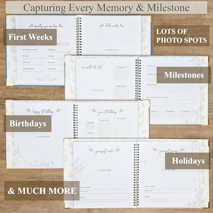 Baby Book Keepsake Boy or Girl Timeless Baby Memory Book First 5 Years for Baby Shower Gender Neutral Baby Scrapbook New Mom Gift Baby Journal from Birth to Age 5 Milestone Book Sage Green - color: Sage Green