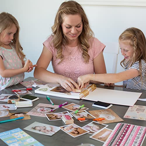 Never Ever Land Scrapbook Album – 12x10 Pink Scrap Book. Scrapbooking Supplies, Memory Book, Wedding Guest Book, Photo Album, Baby Shower Gifts, Valentines, Engagement Gifts - color: Pink