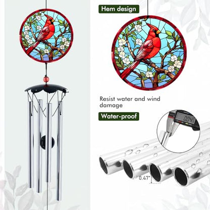 Wind Chimes for Outside 26" Cardinal Wind Chimes Outdoor Home Patio Garden Decor Windchimes Outdoors Gift Ideas for Women Mom Grandma Sisters