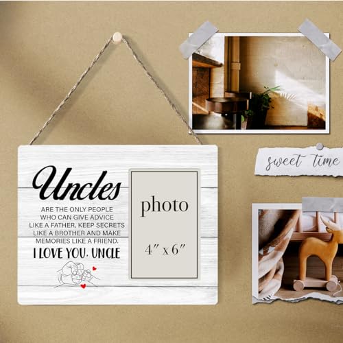 Uncle Wood Picture Frame Gift from Niece Nephew for Birthday, Christmas - color: Uncles