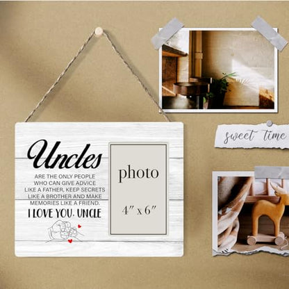 Uncle Wood Picture Frame Gift from Niece Nephew for Birthday, Christmas - color: Uncles