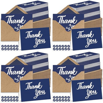 600 PCS Thank You Cards with Envelopes Matching Stickers Thank You Notes Bulk 4x6 Inch Minimalistic Design for Business Baby Shower Wedding Small Business Graduation Bridal Shower Funeral Navy Blue - color: Navy Blue