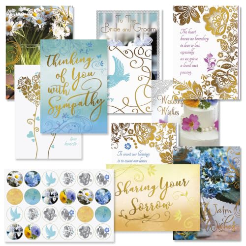 Current Greeting Cards with Matching Envelope Seals | Deluxe Foil, 20 Count, 5 x 7 Folded, All Occassion Card Value Pack, With Envelopes - color: Deluxe
