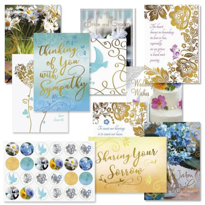 Current Greeting Cards with Matching Envelope Seals | Deluxe Foil, 20 Count, 5 x 7 Folded, All Occassion Card Value Pack, With Envelopes - color: Deluxe