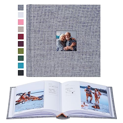 Mublalbum Small 4x6 Photo Album, 100 Pockets, Linen Cover,Gray | Linen Cover with Memo Areas, Front Window, Pictures Book with Horizontal Pockets for Wedding, Family, Baby, Vacation - color: Gray, size: 100 Vertical Pockets
