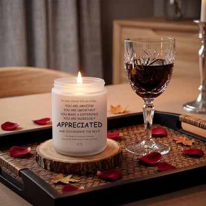 Thank You Gifts for Women, Inspirational Gifts for Women, Birthday Candles | Thoughtful Gifts for Women Friend Mom Girlfriend - You're Amazing Candle, 7oz 45 Hours Lavender & Eucalyptus Scented Candle - color: Merit