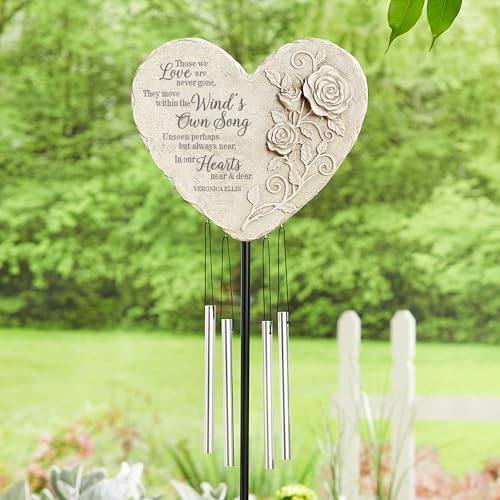 Let's Make Memories Personalized Memorial Wind Chime - Sympathy - Customized Condolences - Loss of Loved One - Celebrate Their Life - Outdoor Memorial - Windsong Sympathy Garden Wind Chime - style: Heart - Wind's Own Song