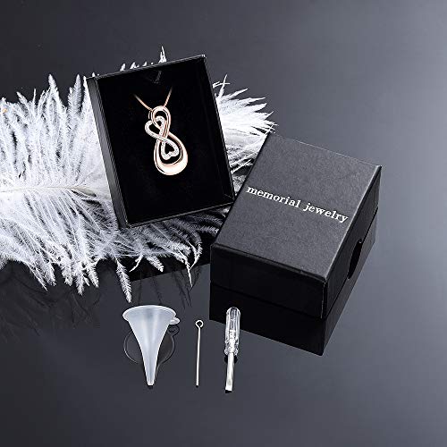 Infinity Love Urn Pendant Stainless Steel Snake Chain Cremation Jewelry for Ashes for Woman Free Filling Tools Include - color: Customize