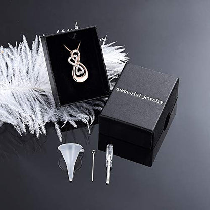 Infinity Love Urn Pendant Stainless Steel Snake Chain Cremation Jewelry for Ashes for Woman Free Filling Tools Include - color: Customize