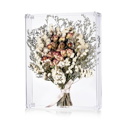 11x14 Acrylic Shadow Box, Assemble Display Case, DIY Tabletop/Wall Mount Display Frame, All Clear Memory Box for Dried Flowers/Kids Room/Birthday/Wedding(11x14x3”, Need to be Assemble) - size: 11x14", Assembly Frame