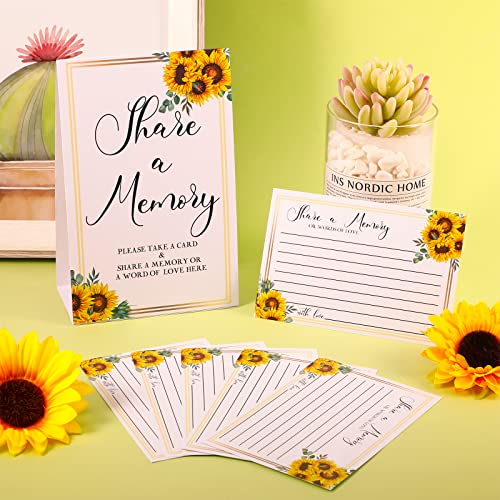 Zonon 50 Pcs Sunflower Share a Memory Cards Sign Place Seating Place Cards | Memorial Cards for Celebration of Life, Funeral, Bridal Shower, Sunflower Wedding Decoration, Birthday Anniversary