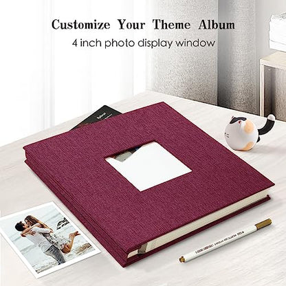 Spbapr Large Photo Album Self Adhesive 3x5 4x6 5x7 8x10 Pictures Magnetic Scrapbook 40 Blank Pages Linen Cover DIY Album with A Metal Pen - color: Purple, size: 11''x10.6''40pages