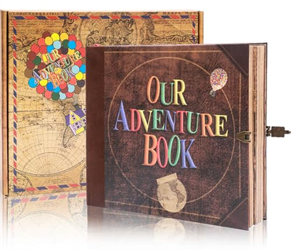 Our Adventure Book 146-Page DIY Handmade Scrapbook, Embossed Leather Cover - Ideal for Memories, Anniversary, Wedding, and Best Friend Gift - Inspired by the 'Up' Saga(Ball - Our Adventure Book) - color: Ball - Our Adventure Book (9.02"x7.72", 146 Pages)