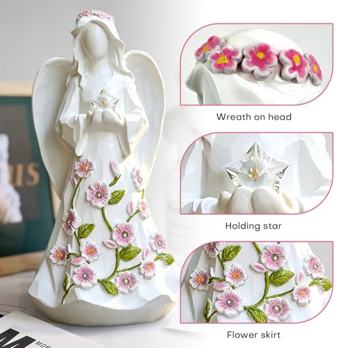 Guardian Angel Figurines Resin with Light Star Battery Operated Gift Decor
