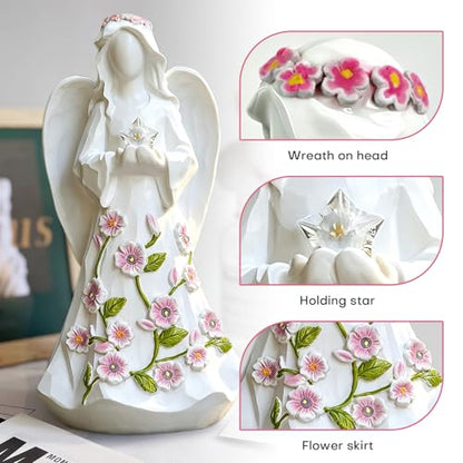 Guardian Angel Figurines Resin with Light Star Battery Operated Gift Decor